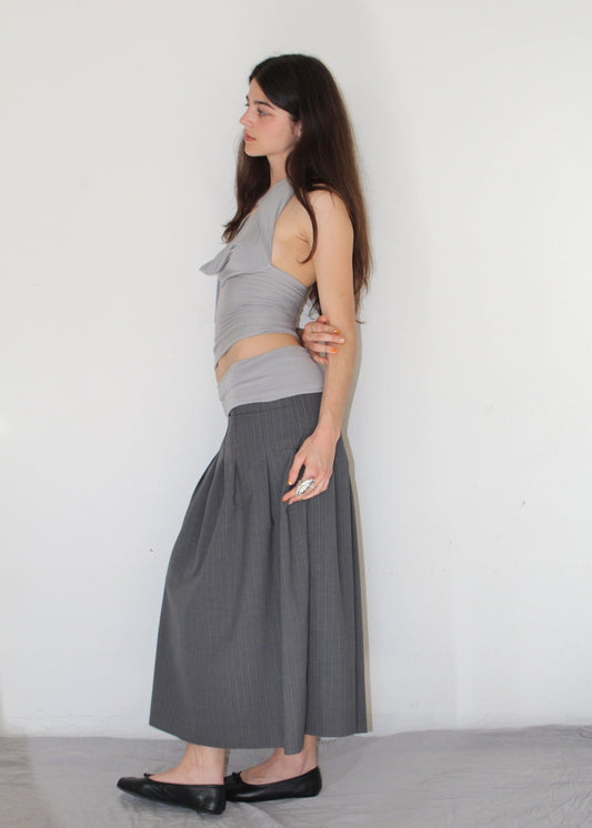 The Noa Skirt (In Pinstripe and Medium Gray)