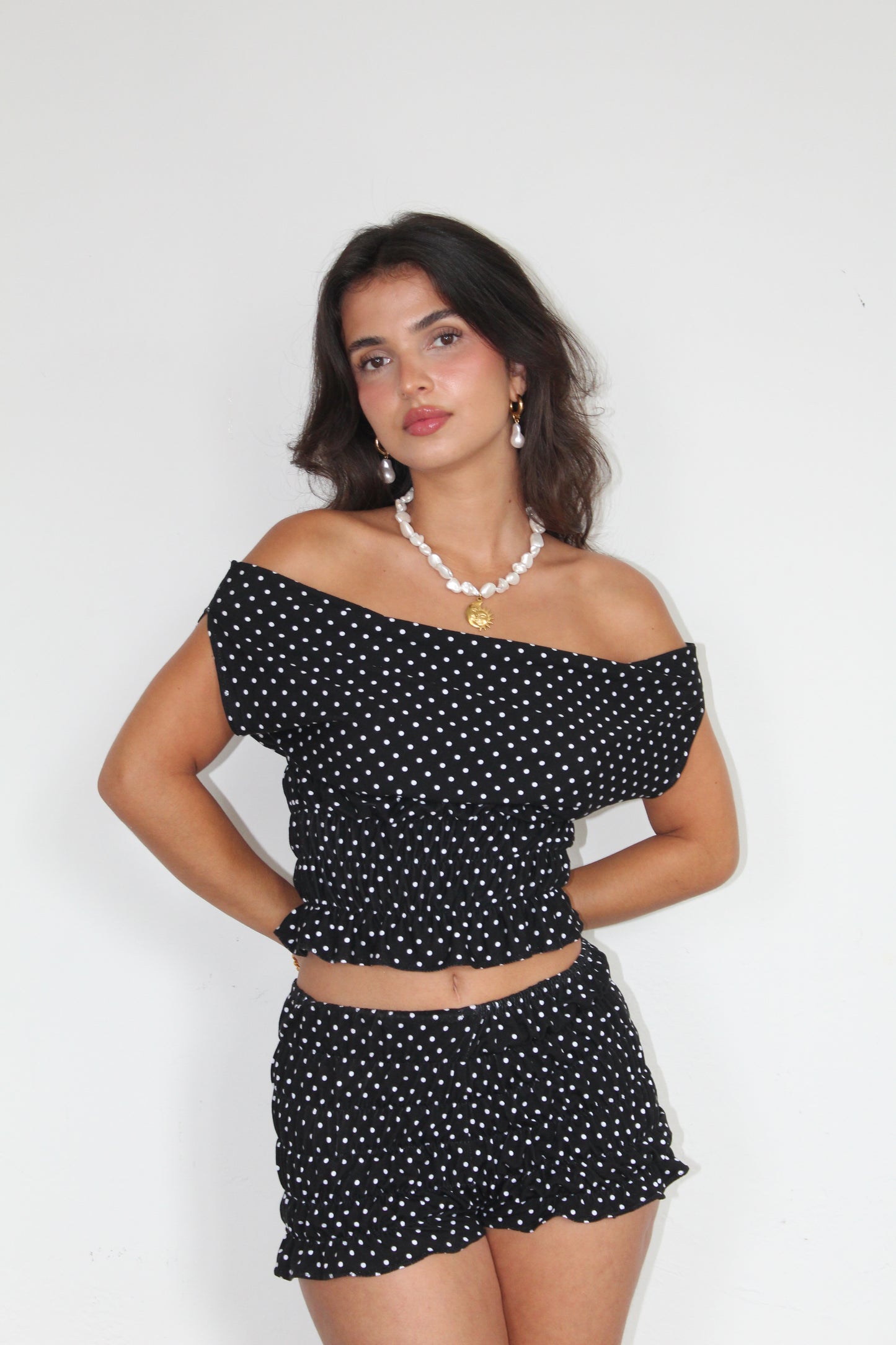 The Sienna Top (In Black Polka Dot)