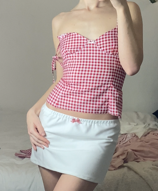 The Meadow Top in Red Gingham