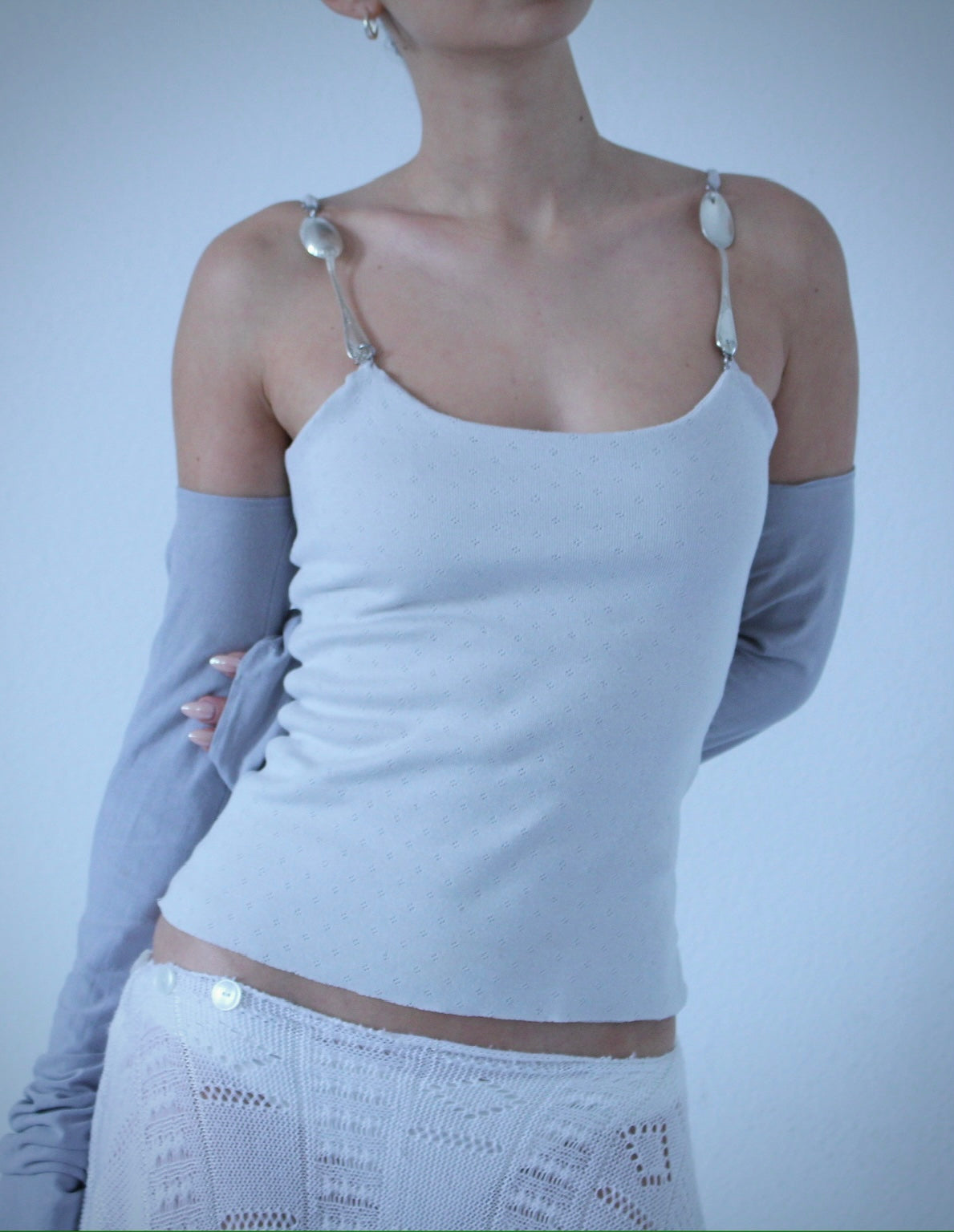 The Spoon Top (in Light Gray Pointelle)