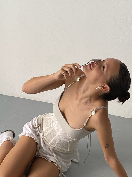 The Spoon Top (in Light Gray Pointelle)