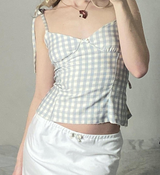 The Meadow Top in Light Blue Gingham