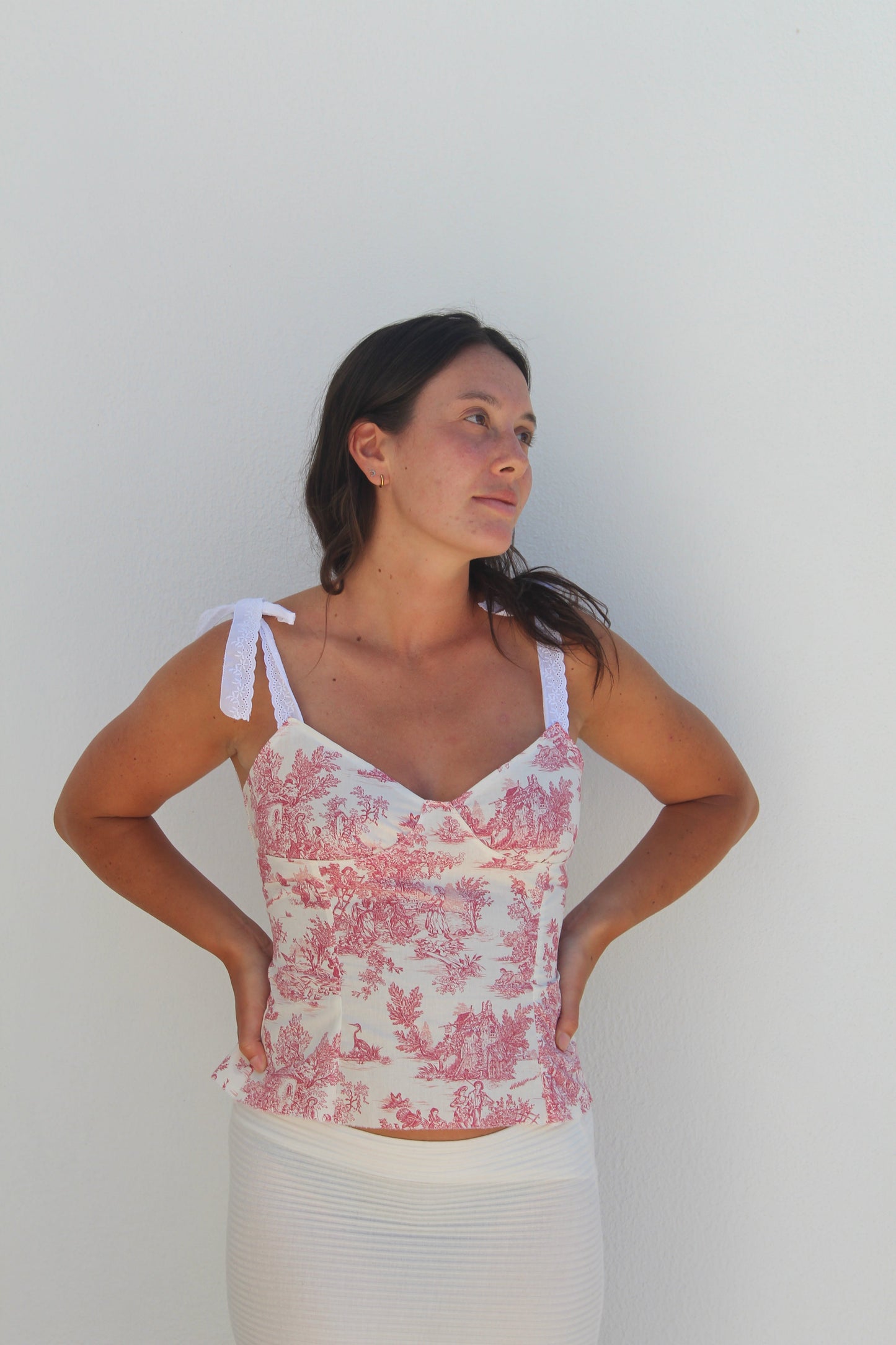 The Meadow Top (In Red Toile) -  MADE TO ORDER