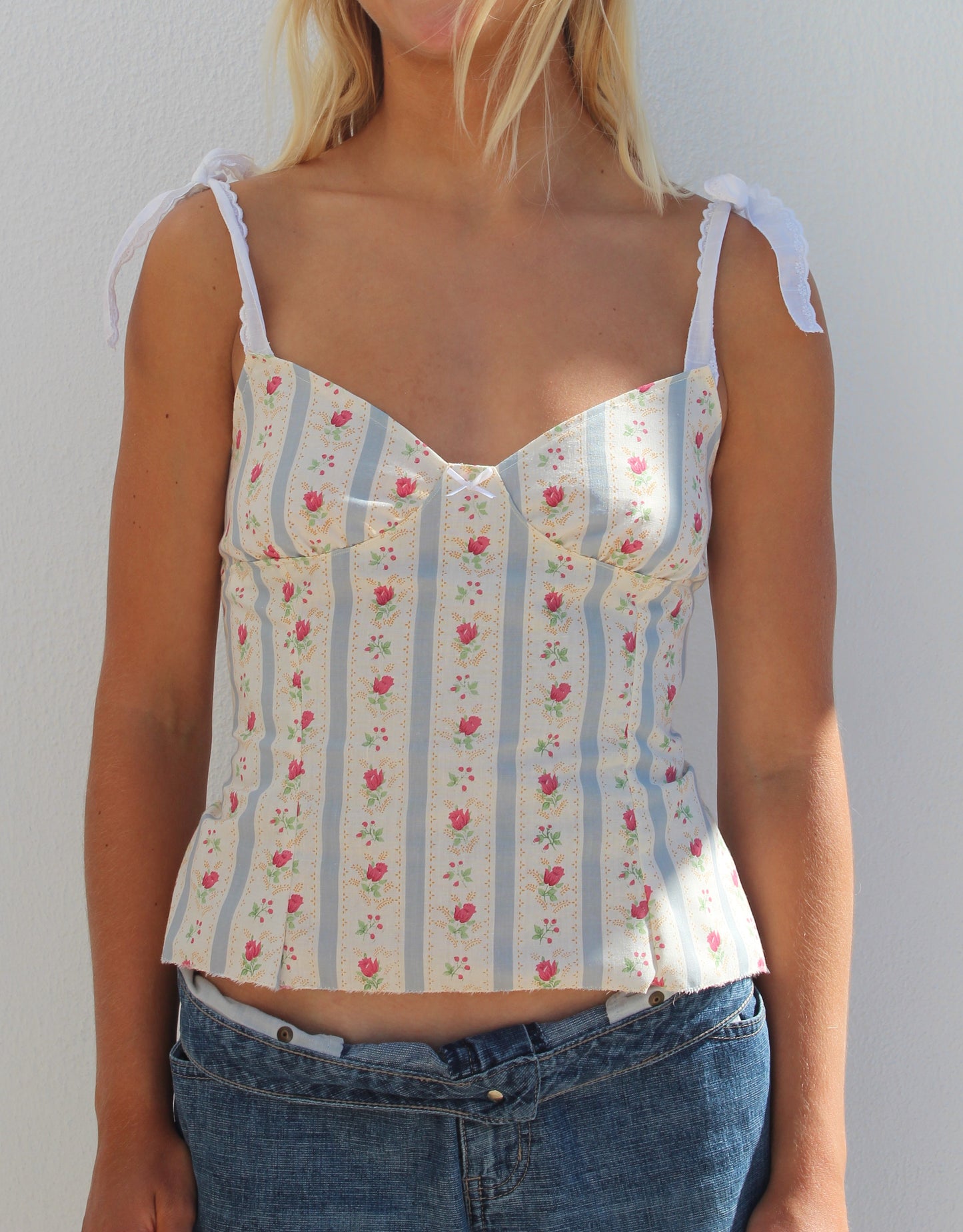 The Meadow Top (In Floral Pinstripe)