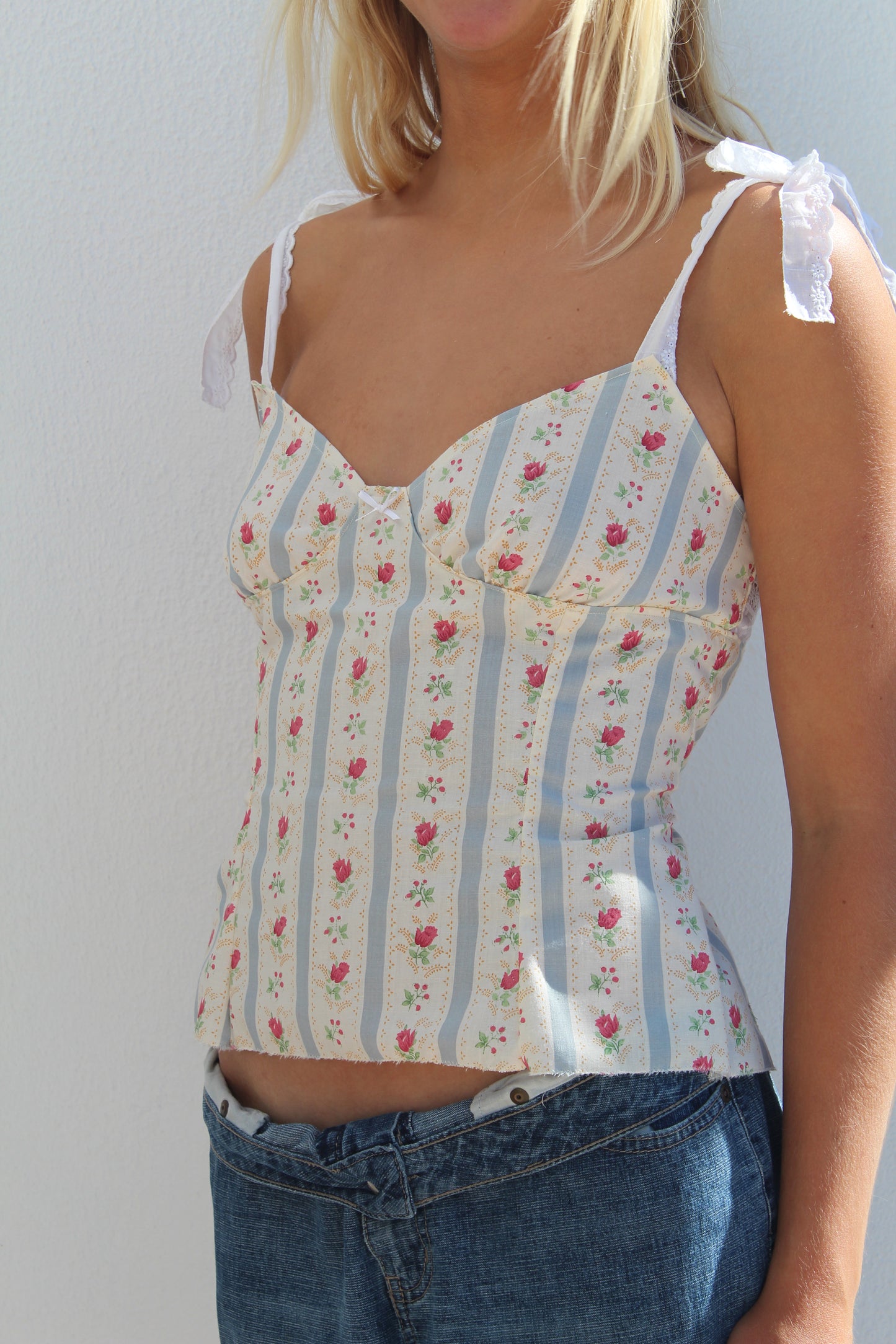 The Meadow Top (In Floral Pinstripe)