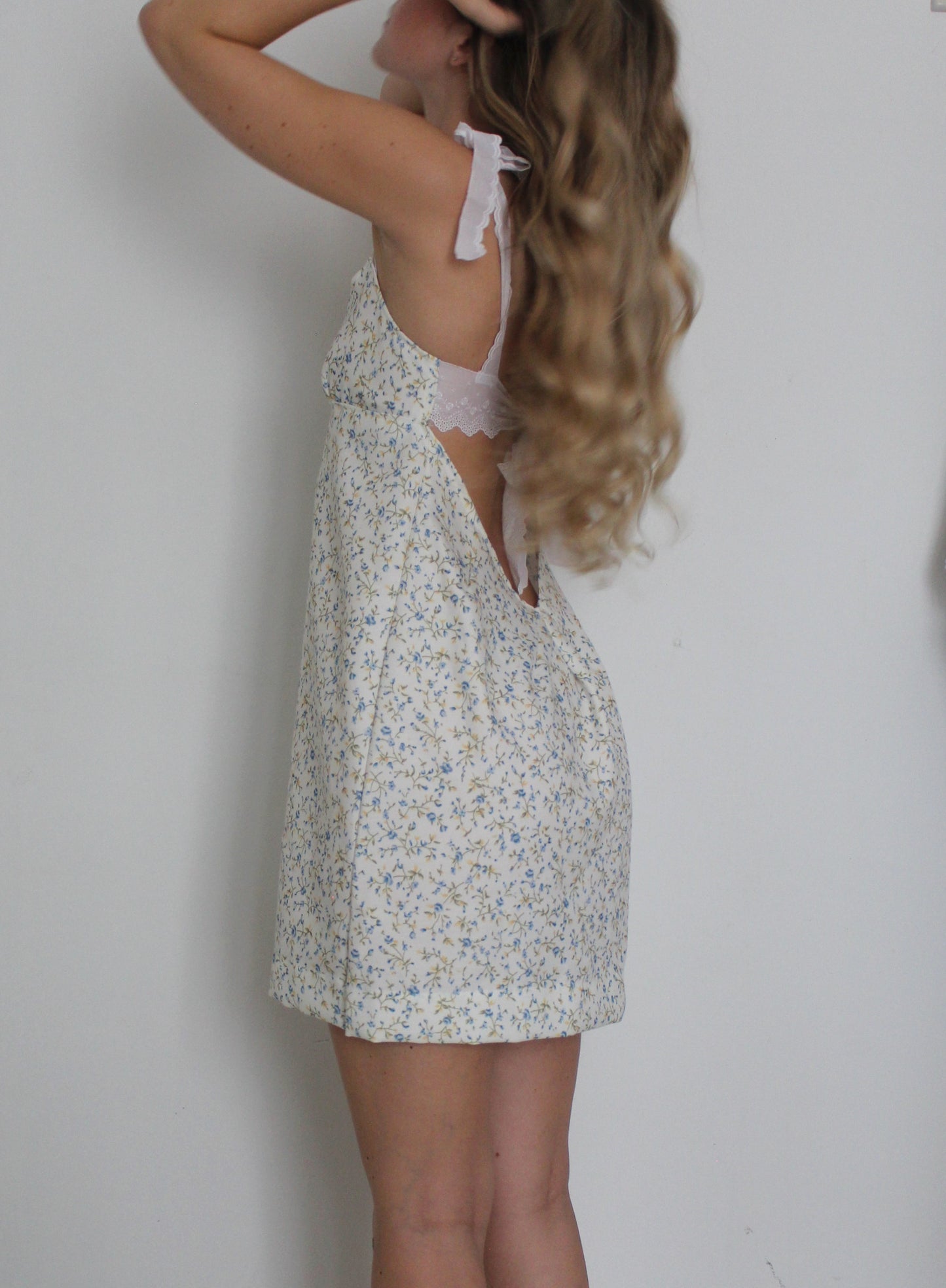 The Meadow Dress (In Blue Floral)