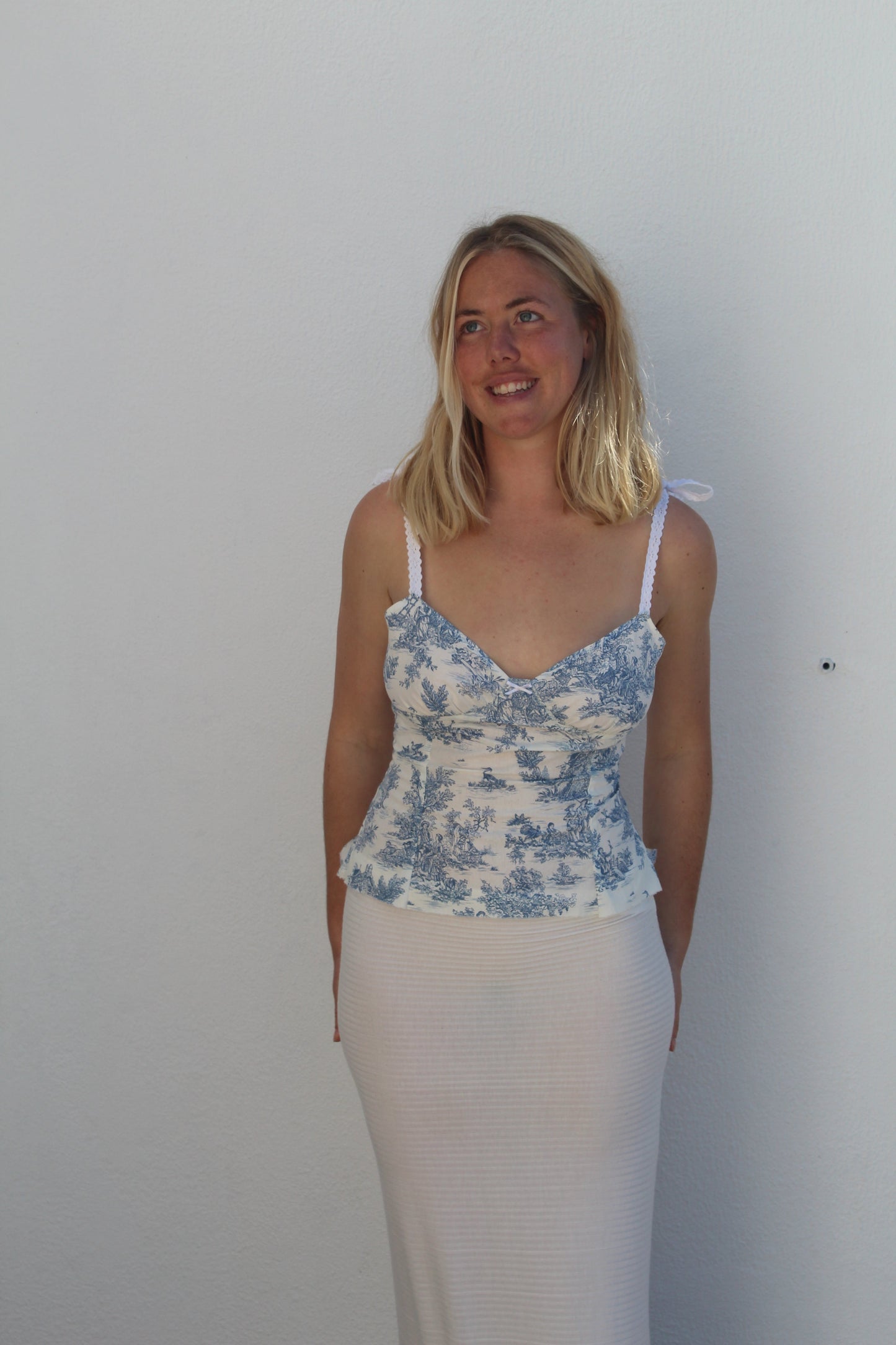 The Meadow Top (In Blue Toile) - MADE TO ORDER