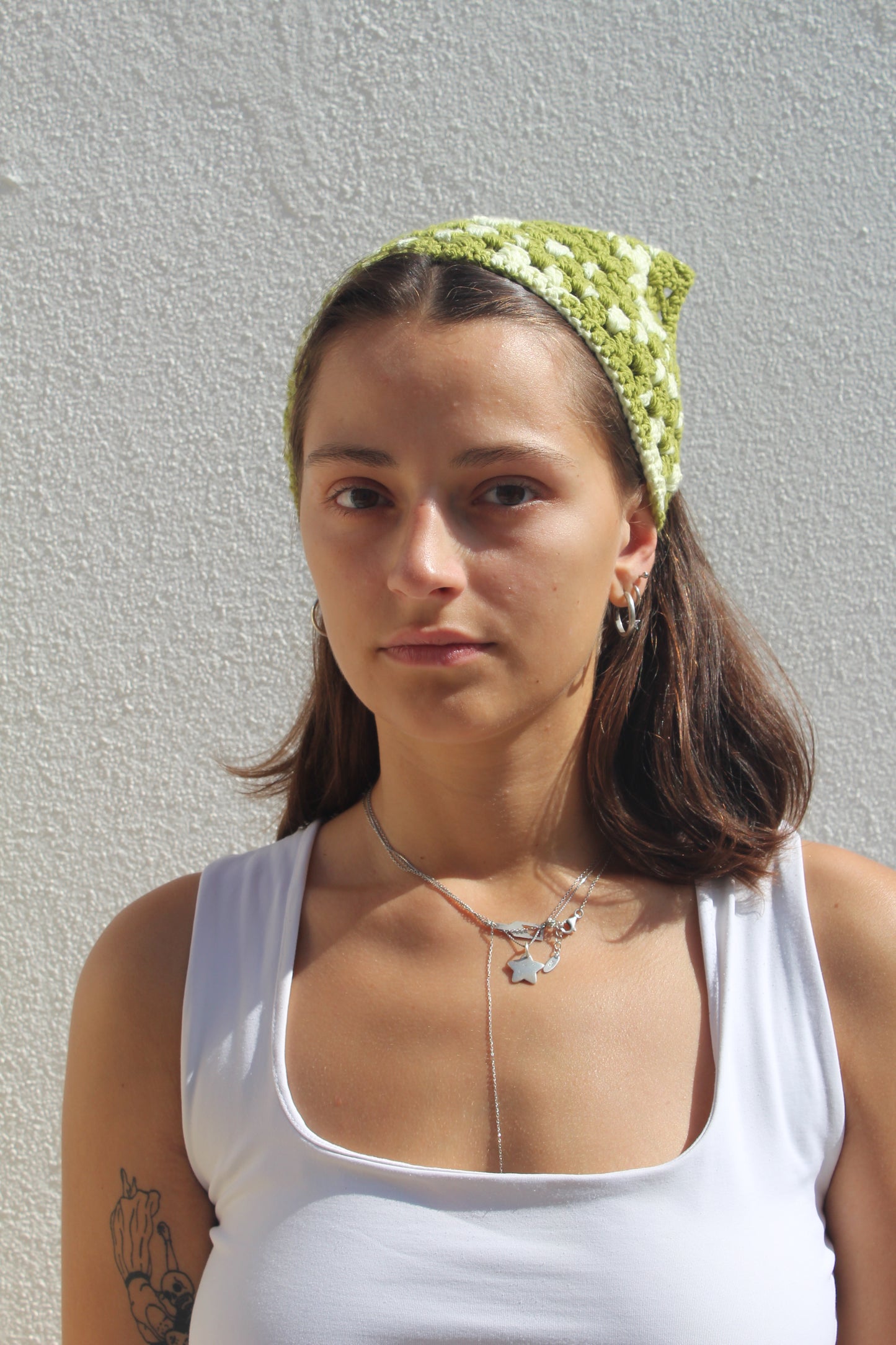 Crochet Headscarf (lime and yellow)