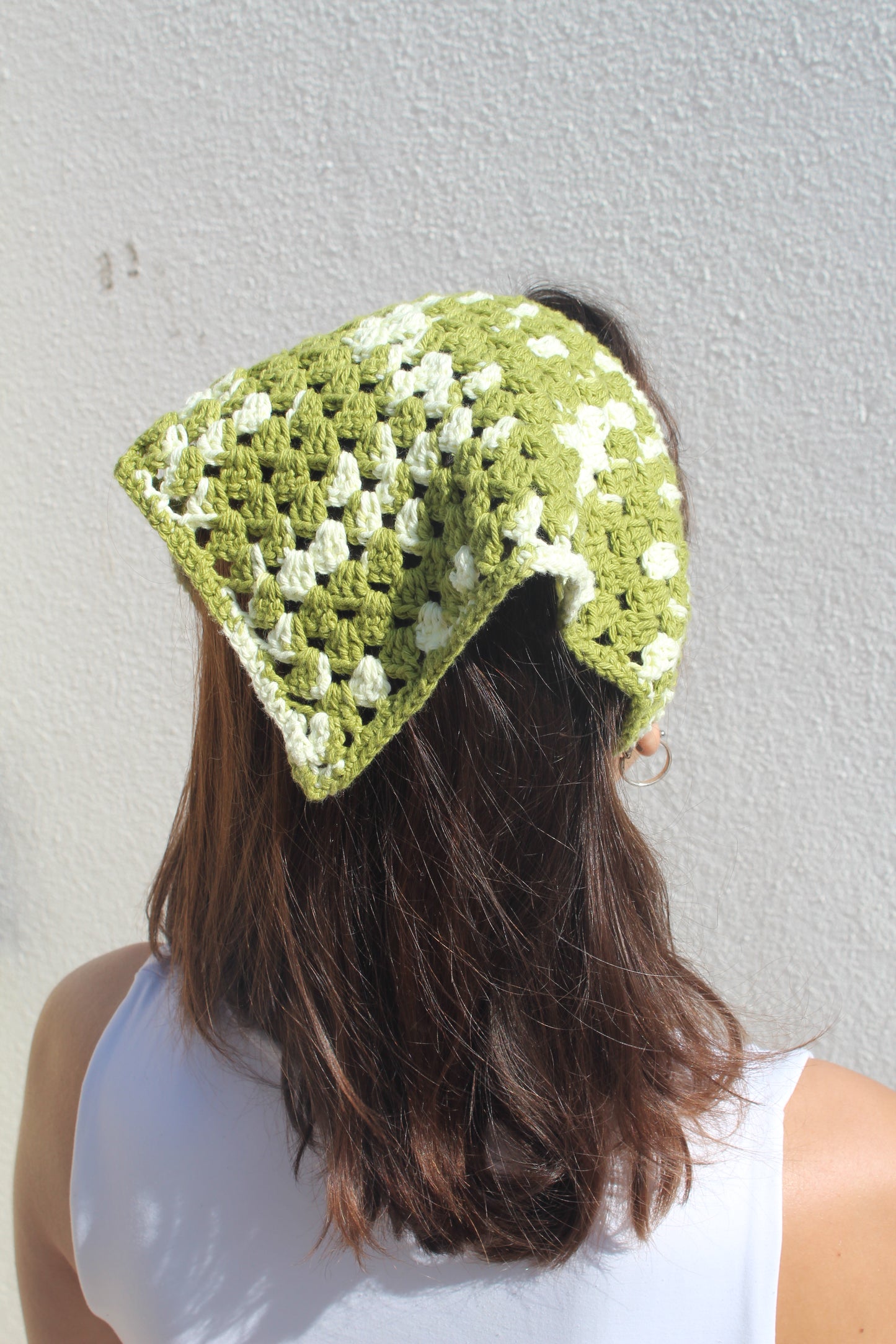 Crochet Headscarf (lime and yellow)